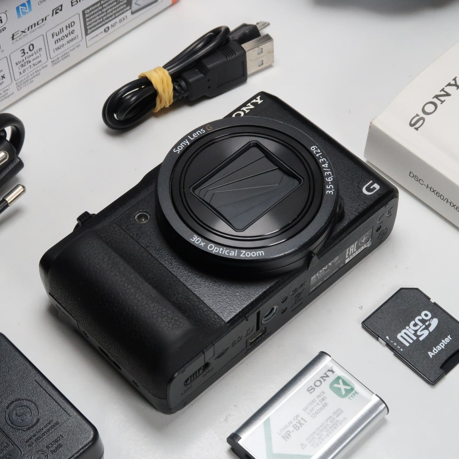 Sony CyberShot DSC-HX60V 20.4MP Digital Camera – Boxed, with Case & 32GB SD Card