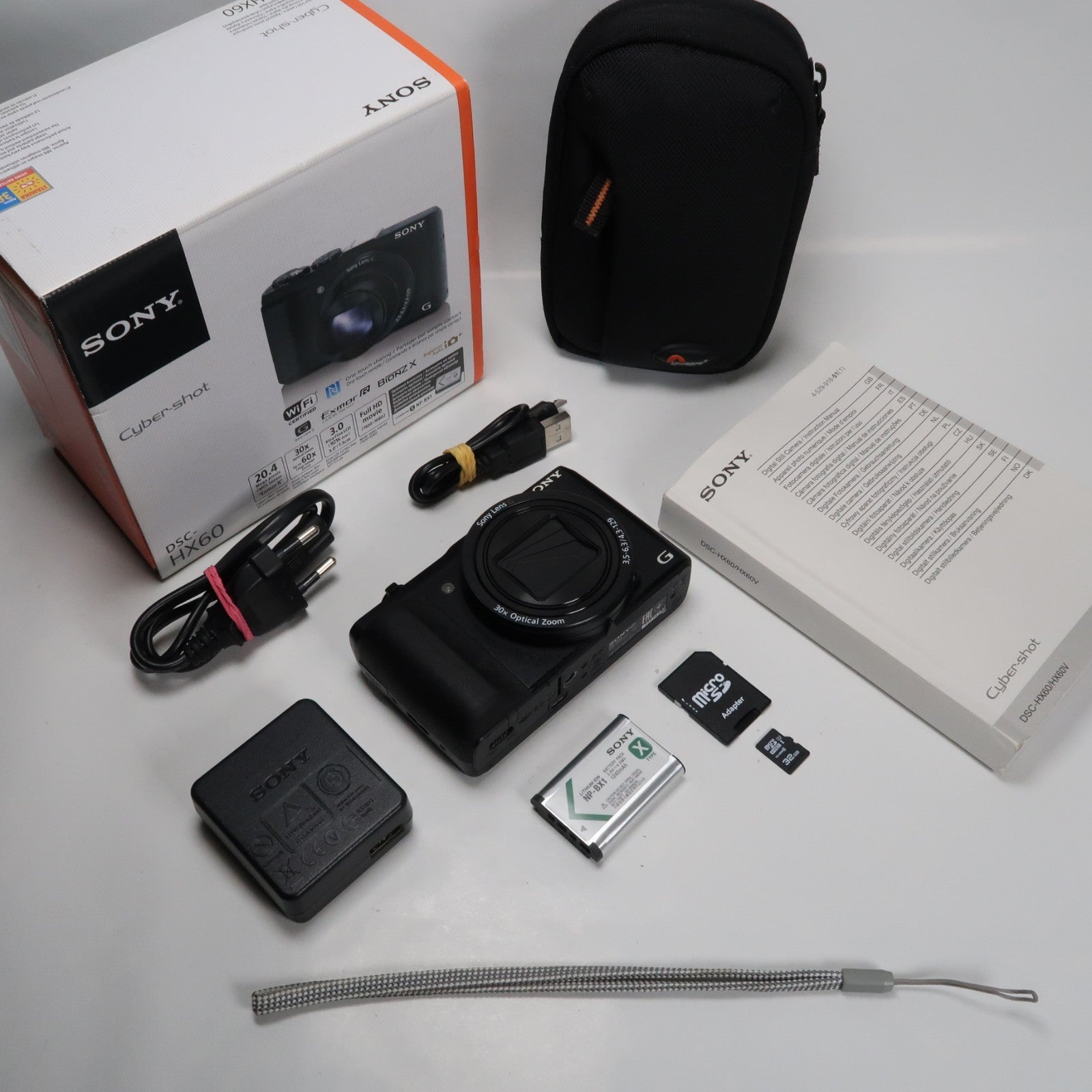Sony CyberShot DSC-HX60V 20.4MP Digital Camera – Boxed, with Case & 32GB SD Card