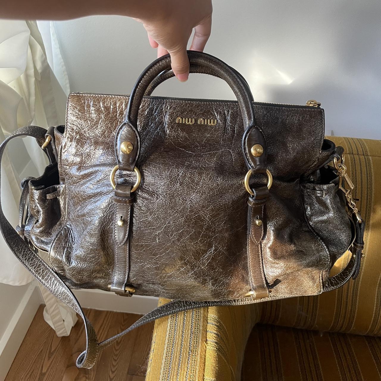 🔥 Authentic Vintage Dark Brown Leather Miu Miu Vitello Lux Bag Pre-owned 🔥