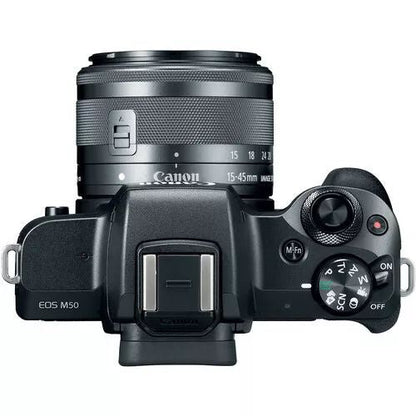 Canon EOS M50 Mirrorless Digital Camera with 15-45mm EF-M IS STM Lens (Black)