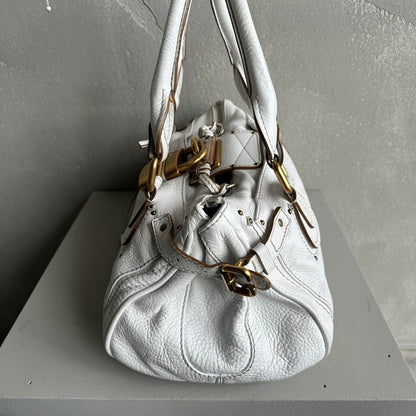 🔥 Authentic Iconic CHLOE Paddington Bag in white leather Pre-owned 🔥