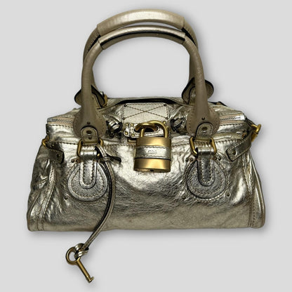 🔥 Authentic CHLOE Paddington Bag  Metallic Light Gold Color Pre-owned 🔥