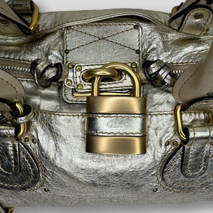 🔥 Authentic CHLOE Paddington Bag  Metallic Light Gold Color Pre-owned 🔥