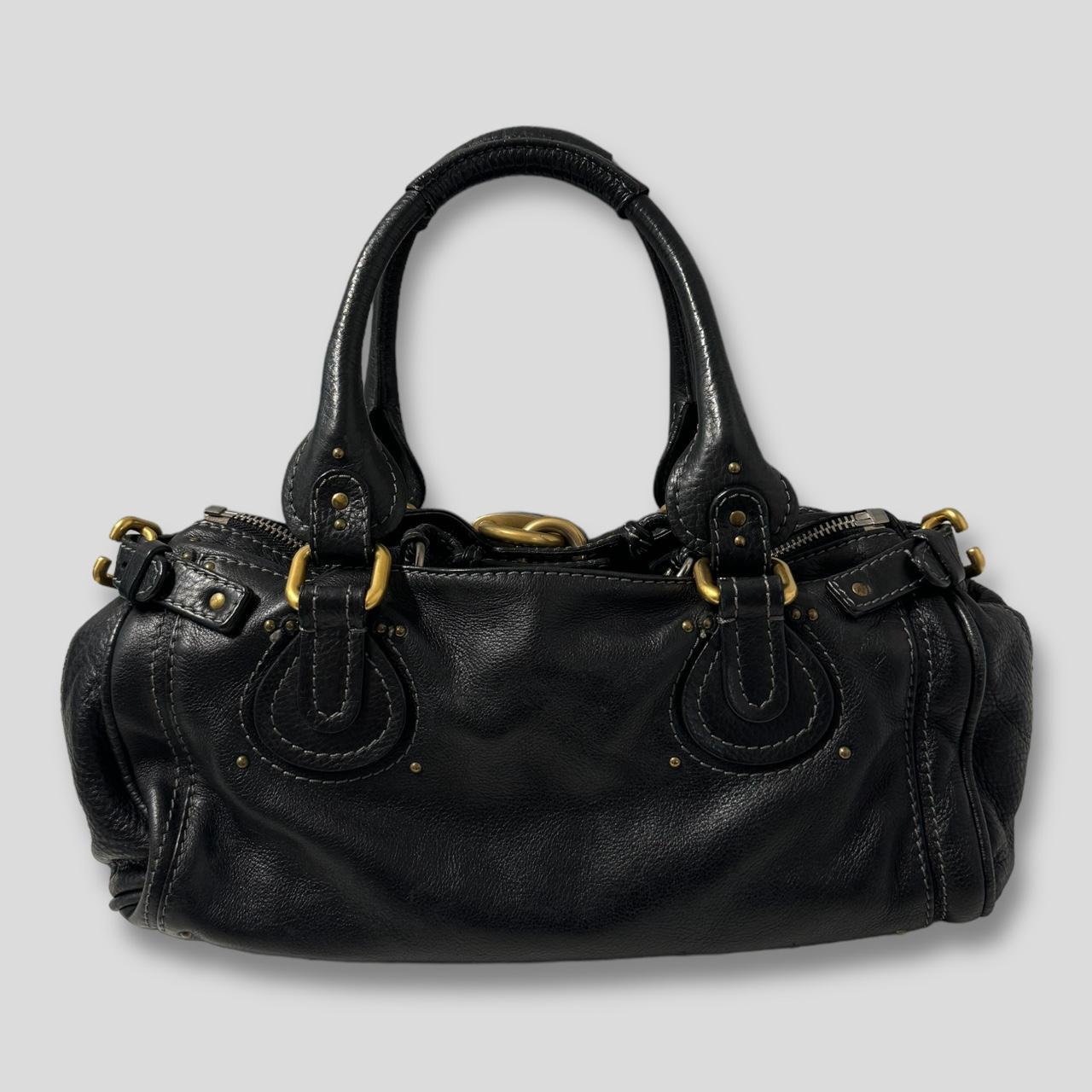 🔥 Authentic CHLOE Paddington Bag  Black Leather With Gold Lock Hardware Pre-owned 🔥
