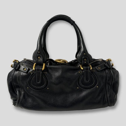 🔥 Authentic CHLOE Paddington Bag  Black Leather With Gold Lock Hardware Pre-owned 🔥
