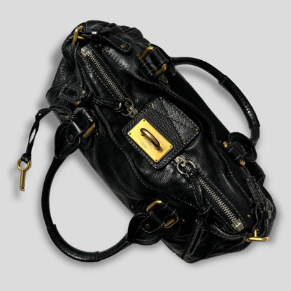 🔥 Authentic CHLOE Paddington Bag  Black Leather With Gold Lock Hardware Pre-owned 🔥