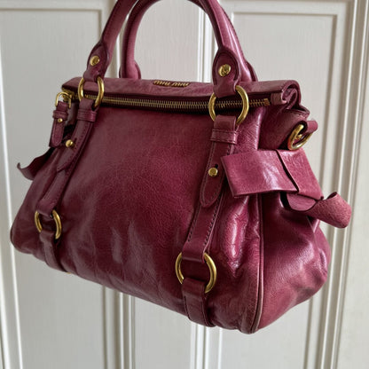 🔥 Authentic Miu Miu Mini Vitello Lux Pink Leather Handbag Pre-owned 🔥