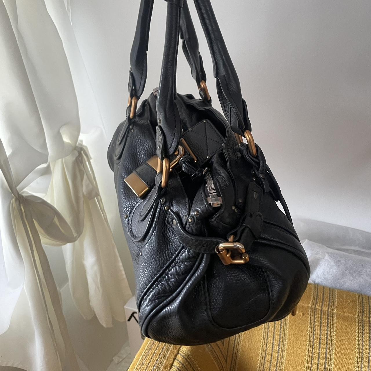 🔥 Authentic Vintage Classic Regular Size Black Leather Chloé Paddington Bag with Brass-toned Hardware Pre-owned 🔥