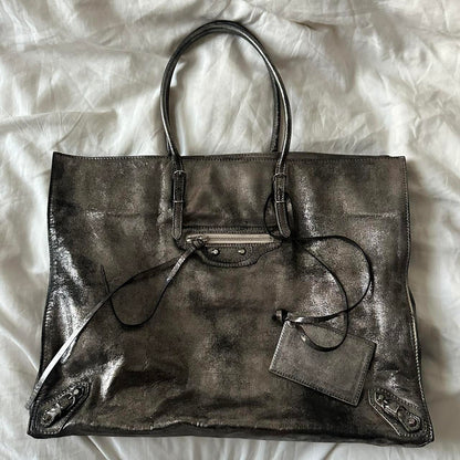 🔥 Authentic METALLIC BALENCIAGA PAPIER BAG Pre-owned 🔥