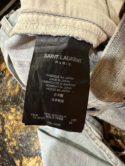 Saint Laurent Paris x Hedi FW13 Light Wash Chain Denim Jeans