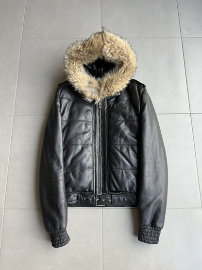 Dior Homme AW04 “VOTC” fur hooded leather jacket