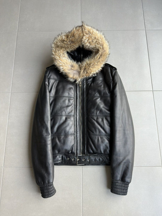 Dior Homme AW04 “VOTC” fur hooded leather jacket