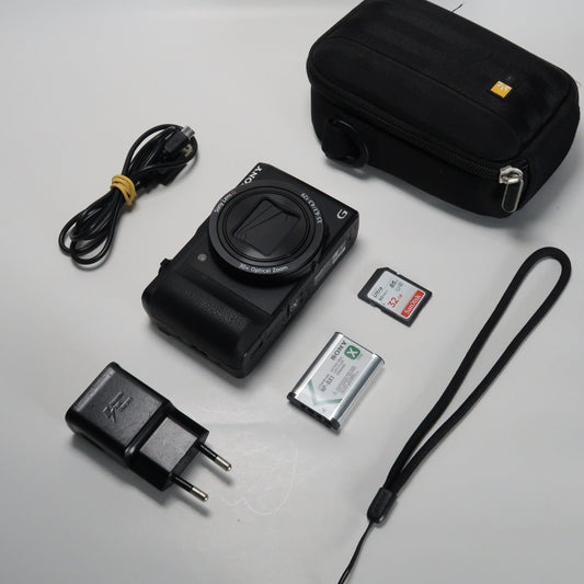 Sony CyberShot DSC-HX60V 20.4MP – Black – 30x Zoom + Case + 32GB SD Card