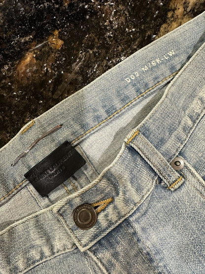 Saint Laurent Paris x Hedi FW13 Light Wash Chain Denim Jeans