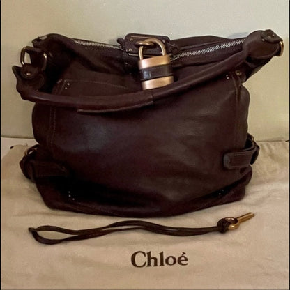 💯 Authentic Chloé Reddish Brown Genuine Leather Paddington Handbag – Like New 👜✨