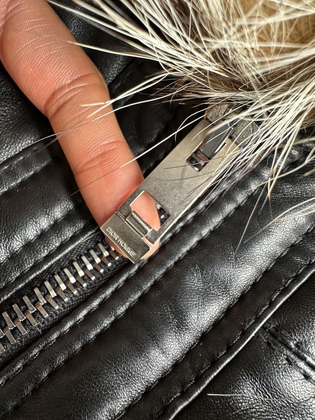 Dior Homme AW04 “VOTC” fur hooded leather jacket