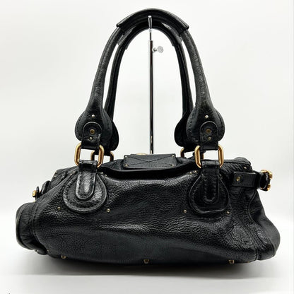 Rare Chloe Paddington Hand Bag Leather Black Padlock Key Used