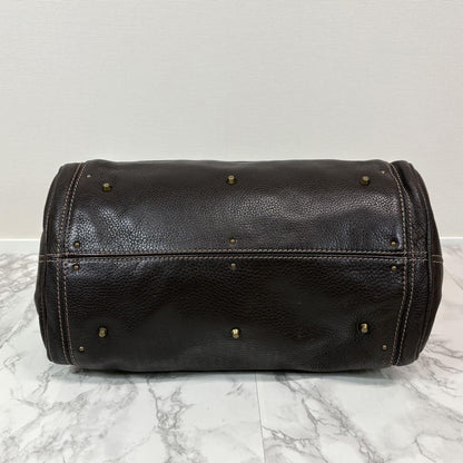 Rare Chloe Paddington Hand Bag Leather Dark Brown Padlock Key Used