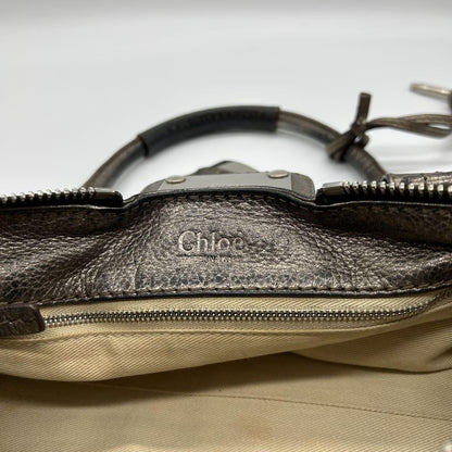 Rare Chloe Paddington handbag metallic silver Shoulder Bag Leather Women's