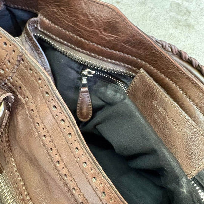 BALENCIAGA Y2K Giant City Brown Leather 2-Way Shoulder Bag Handbag AUTHENTIC ES1