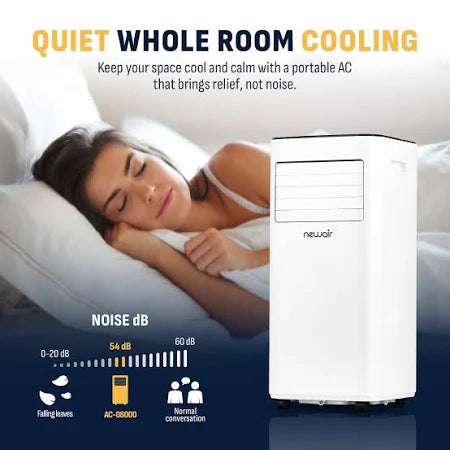 Newair 8,000 BTU Portable Air Conditioner Compact AC Design with Easy Setup Window Venting Kit