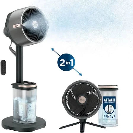 Shark FlexBreeze Pro Mist Indoor Outdoor Pedestal Table Fan with Water Tank - Grey