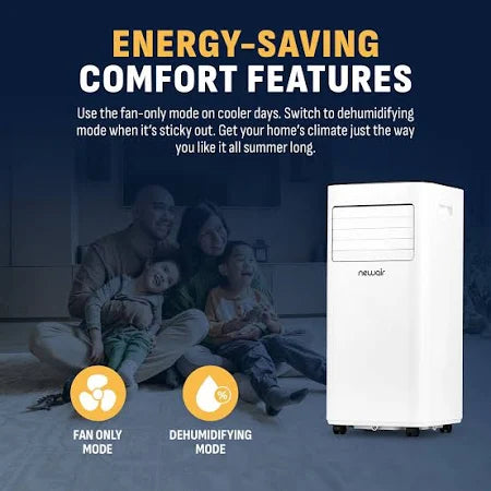 Newair 8,000 BTU Portable Air Conditioner Compact AC Design with Easy Setup Window Venting Kit