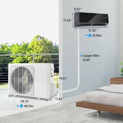 Karl Home 21 SEER2 12,000 BTU 1-Ton Wi-Fi Ductless Mini Split Air Conditioner and Heat Pump 115V in Black
