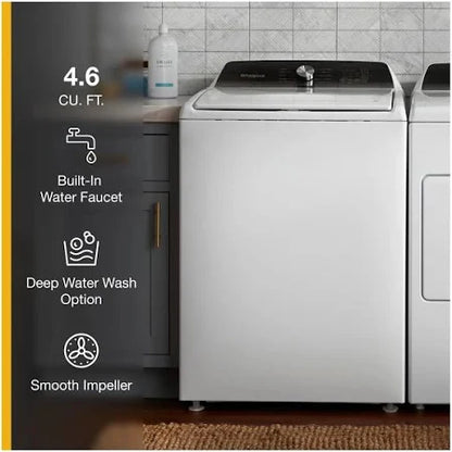 Whirlpool 4.6 Cu. Ft. Top Load Impeller Washer with Built-in Faucet WTW5010LW