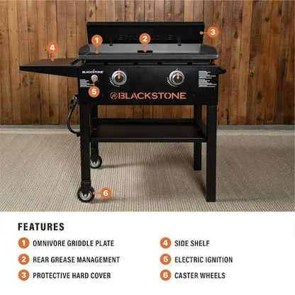 Blackstone Original 2-Burner 28" Propane Omnivore Griddle with Hard Cover